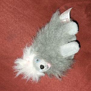 VINTAGE 1997 MATTEL ARCO TOYS BARBIE PETS PLUSH FURRY GRAY DOG PINK BOW MINI